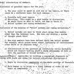 Minutes, 1973-10-03. Death,...