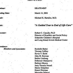 Minutes, 2001-03-14. Death,...