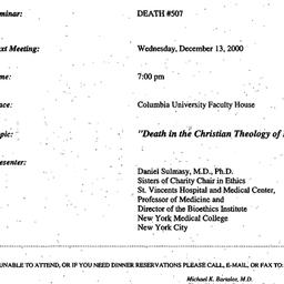 Announcements, 2000-12-13. ...