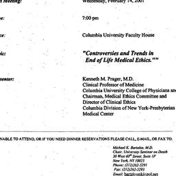 Announcements, 2001-02-14. ...