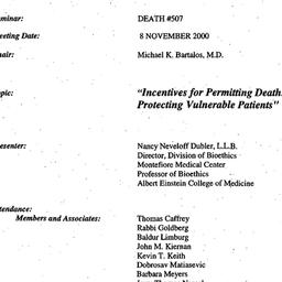 Minutes, 2000-11-08. Death,...