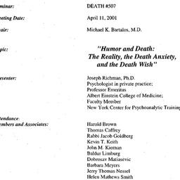 Minutes, 2001-04-11. Death,...