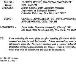 Announcements, 1993-12-02. ...