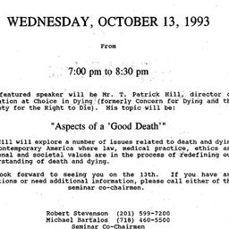 Announcements, 1993-10-13. ...