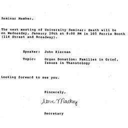 Announcements, 1982-01-11. ...