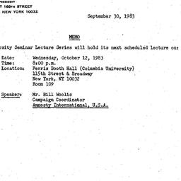 Announcements, 1983-09-30. ...