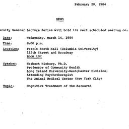 Announcements, 1984-02-20. ...