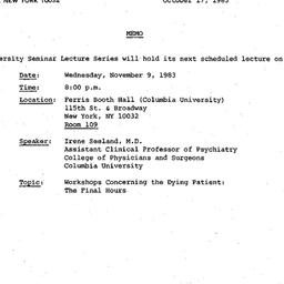 Announcements, 1983-10-17. ...