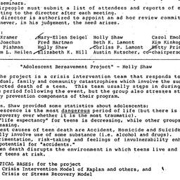 Minutes, 1986-10-08. Death,...