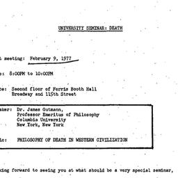 Announcements, 1977-02-09. ...