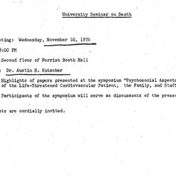Announcements, 1976-11-10. ...