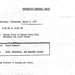 Announcements, 1977-03-09. ...