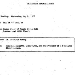 Announcements, 1977-05-04. ...