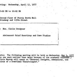 Announcements, 1977-04-13. ...