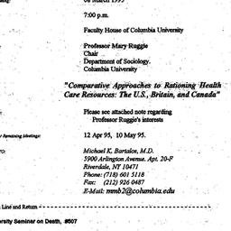 Announcements, 1995-03-08. ...