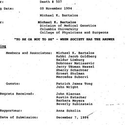 Minutes, 1994-11-09. Death,...