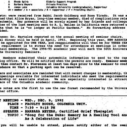 Minutes, 1992-12-03. Death,...