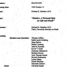Minutes, 1999-10-13. Death,...