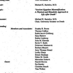 Minutes, 1999-11-10. Death,...