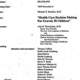 Minutes, 1999-12-08. Death,...