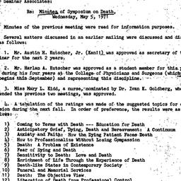 Minutes, 1971-05-05. Death,...