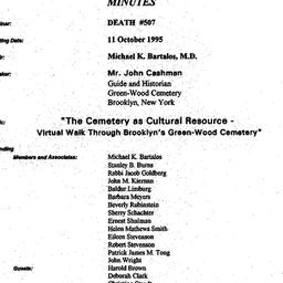Minutes, 1995-10-11. Death,...