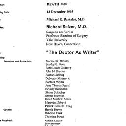 Minutes, 1995-12-15. Death,...