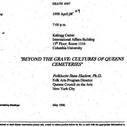 Announcements, 1998-04-09. ...