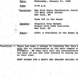 Announcements, 1987-12-21. ...
