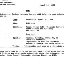Announcements, 1988-03-16. ...