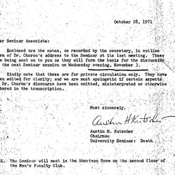 Announcements, 1971-10-28. ...