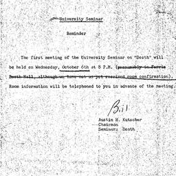 Announcements, 1971-10-02. ...