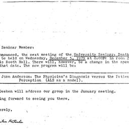 Announcements, 1979-12-05. ...