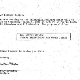 Announcements, 1980-03-05. ...