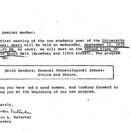 Announcements, 1979-09-12. ...