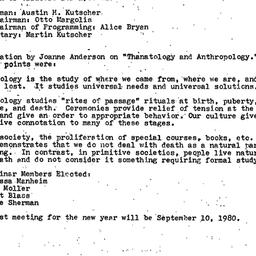 Minutes, 1980-05-14. Death,...