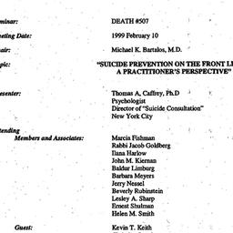 Minutes, 1999-02-10. Death,...