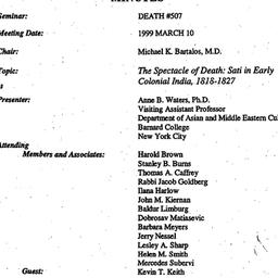 Minutes, 1999-03-10. Death,...