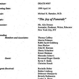 Minutes, 1999-04-04. Death,...
