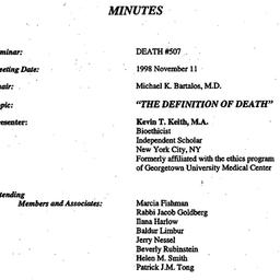 Minutes, 1998-11-11. Death,...