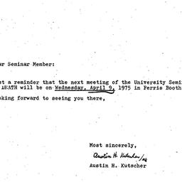 Announcements, 1975-04-09. ...