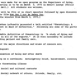 Minutes, 1975-01-22. Death,...