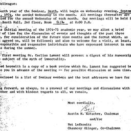 Announcements, 1975-08-29. ...