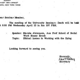 Announcements, 1983-04-13. ...
