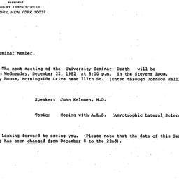 Announcements, 1982-12-22. ...