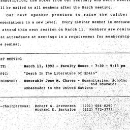 Announcements, 1992-03-02. ...