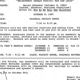 Announcements, 1991-10-09. ...