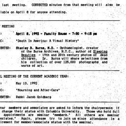 Announcements, 1992-04-01. ...