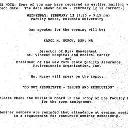 Announcements, 1992-02-12. ...