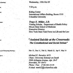 Announcements, 1996-10-09. ...